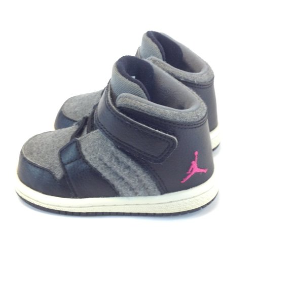 Nike Jordan 1 Flight 4 Prem GT Cool Grey/Vivid Pink-Black-White Sneakers - Picture 4 of 14